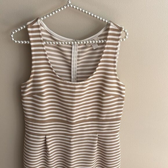 LOFT Beige and White Striped Dress size 6 - Picture 2 of 5